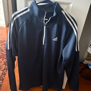 Adidas Dark Blue Half-Zip Top with White Accents